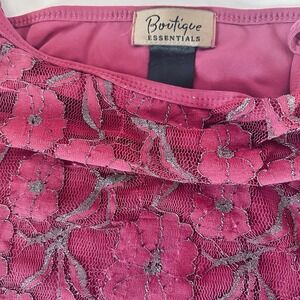 Boutique Essentials Size L Camisole Purple/Eggplant All Over Lace Adj Straps